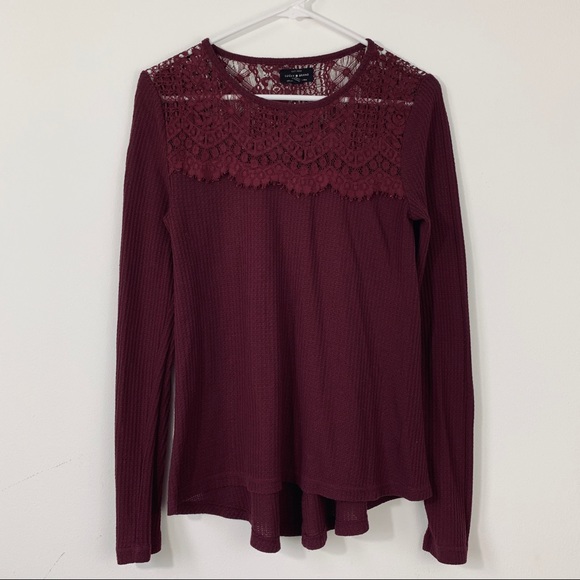 Lucky Brand Lace-Trim Thermal Top XS - Picture 2 of 4